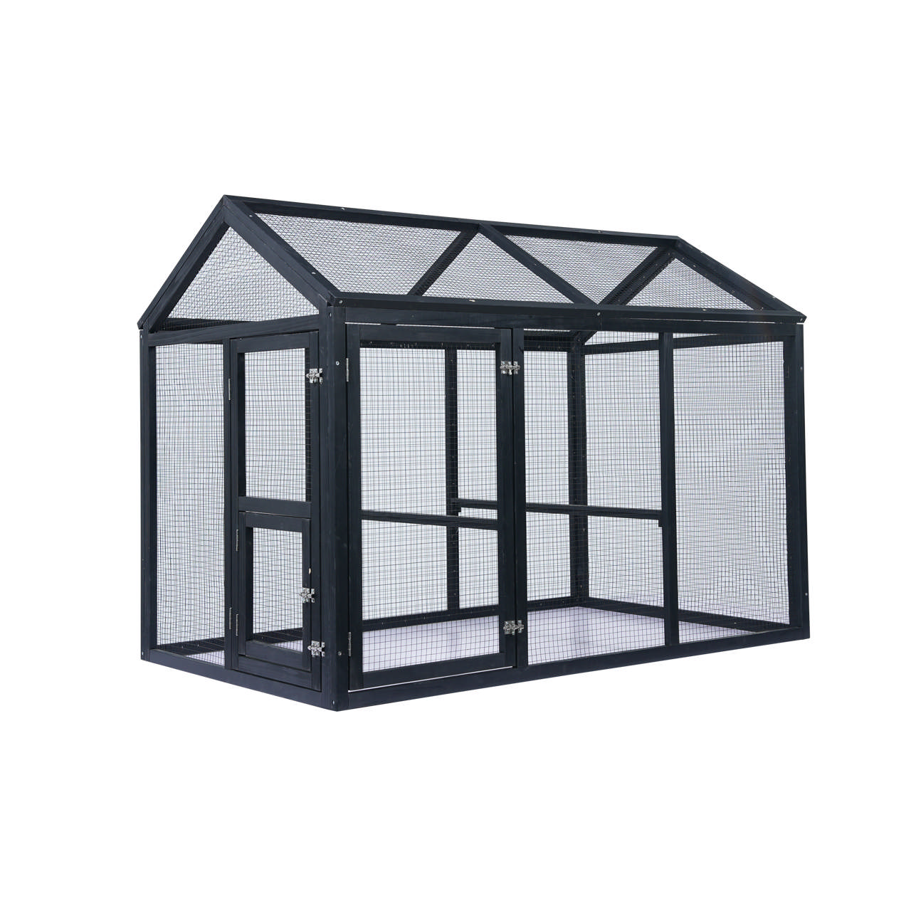Rabbit enclosure in wood, primed black 140 x 85 x 108 cm