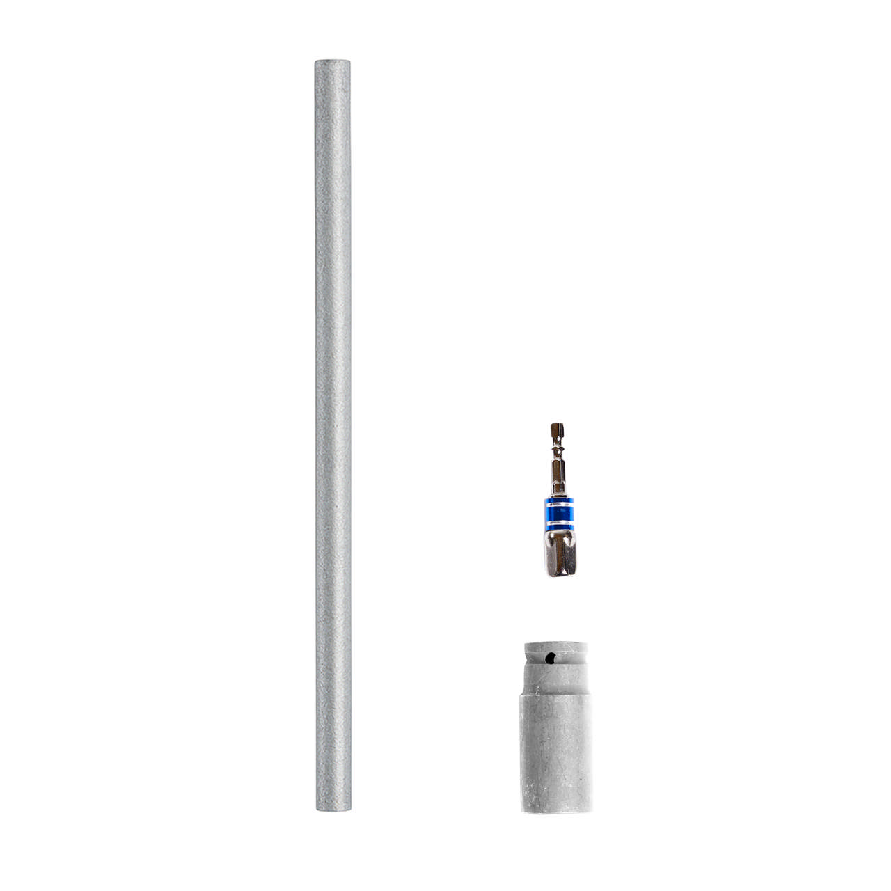 Tool set for ground screw - socket/adapter/steel rod